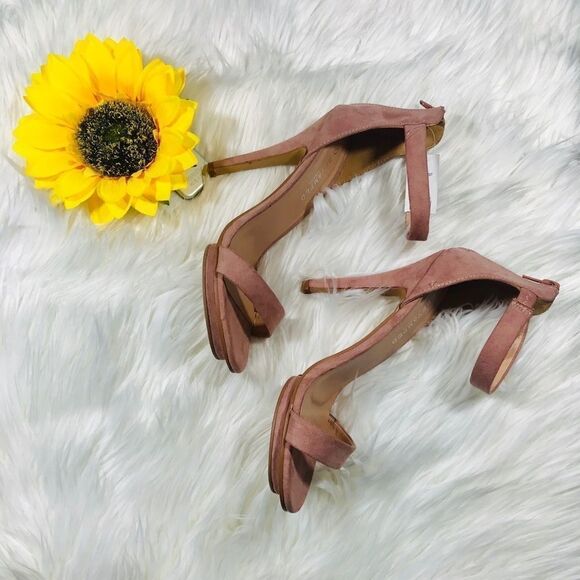 Revamped Suede Style Light Pink High Heels - Picture 2 of 4